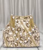 Cream potli bag gift for women handmade evening bags stylish bridal wristlet purse fashion bag
