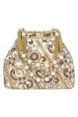 Cream potli bag gift for women handmade evening bags stylish bridal wristlet purse fashion bag 2