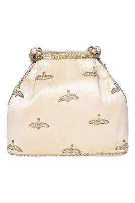 Cream potli bag gift for women handmade evening bags stylish bridal wristlet purse fashion bag 4