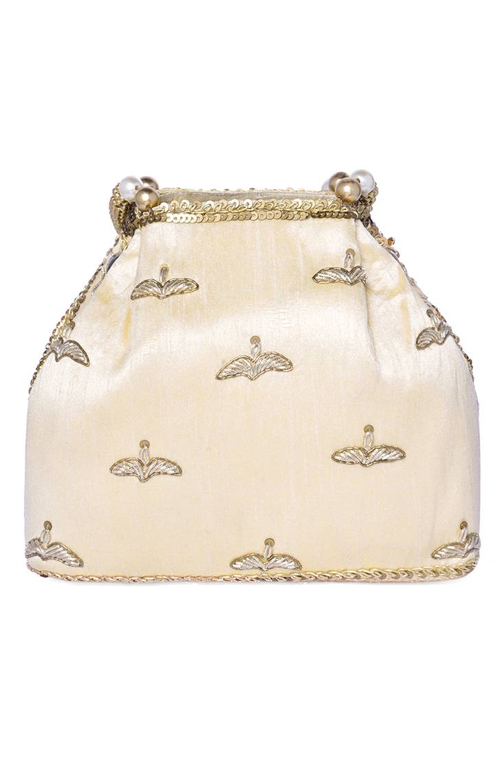 Cream potli bag gift for women handmade evening bags stylish bridal wristlet purse fashion bag