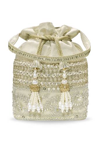 Embellished potli bag ethnic wristlet purse for women