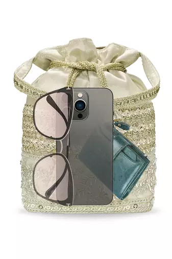 Embellished potli bag ethnic wristlet purse for women