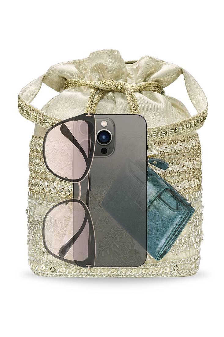 Embellished potli bag ethnic wristlet purse for women