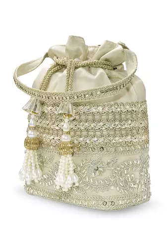Embellished potli bag ethnic wristlet purse for women