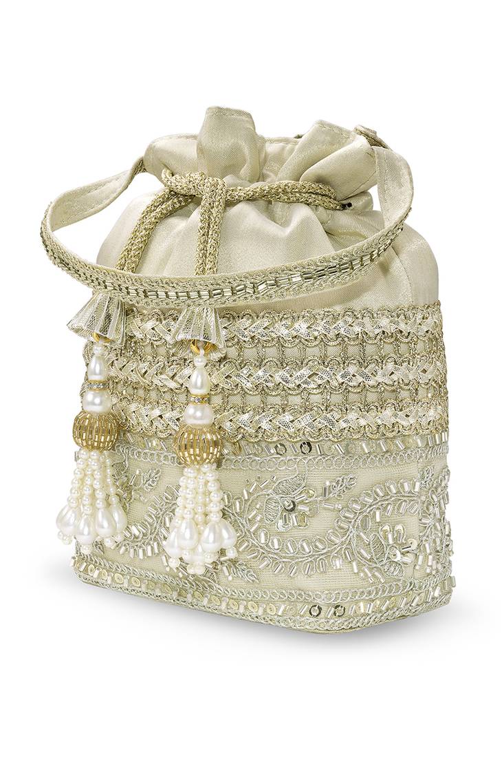 Embellished potli bag ethnic wristlet purse for women