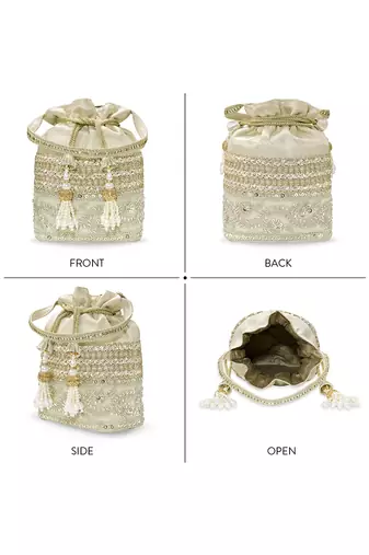 Embellished potli bag ethnic wristlet purse for women