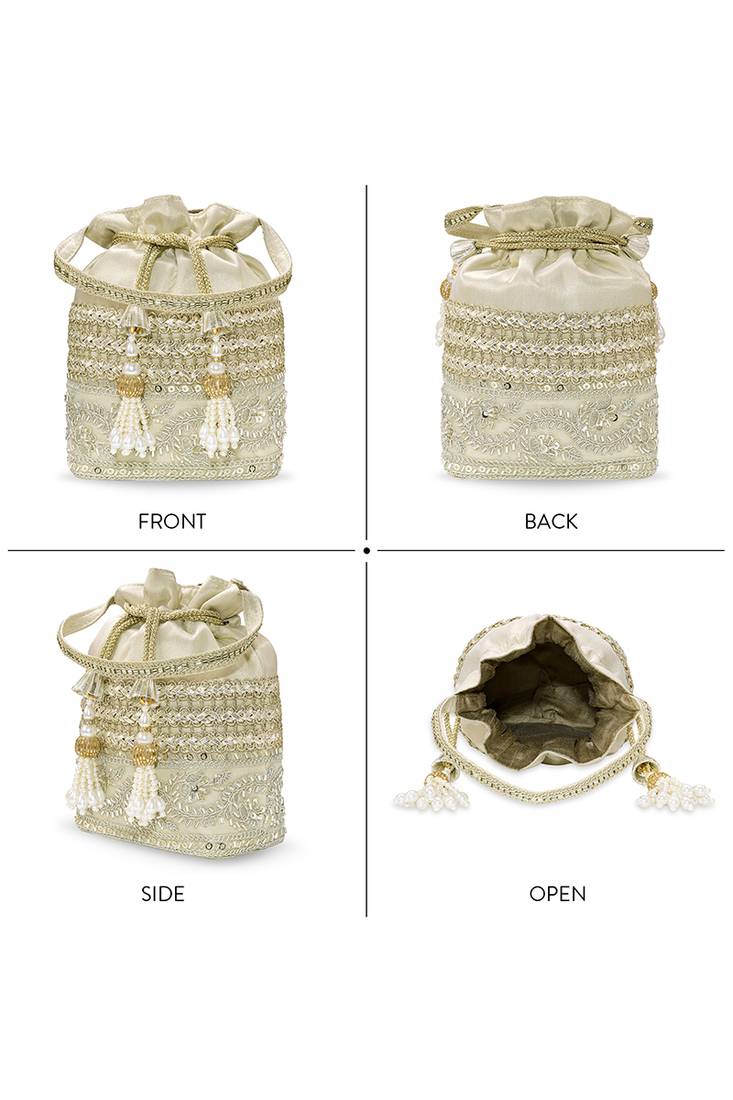 Embellished potli bag ethnic wristlet purse for women