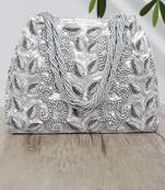 Silver potli bag gift for women evening bag clutch ethnic bride purse with drawstring