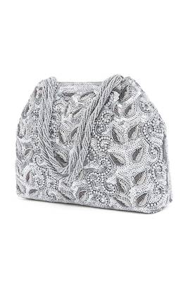 Silver potli bag gift for women evening bag clutch ethnic bride purse with drawstring 3