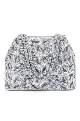Silver potli bag gift for women evening bag clutch ethnic bride purse with drawstring 4
