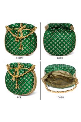 Green ethnic embroidered potli bag for women 4