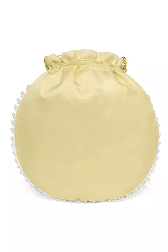 Yellow ethnic embroidered potli bag for women fancy evening wristlet purse bag