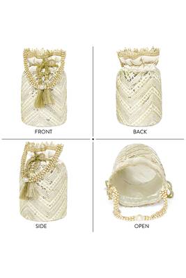 Cream embellished potli bag ethnic wristlet purse for women & girls 4