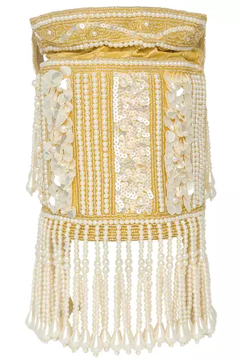 Golden ethnic embellished potli bag for women fancy evening wristlet purse bag