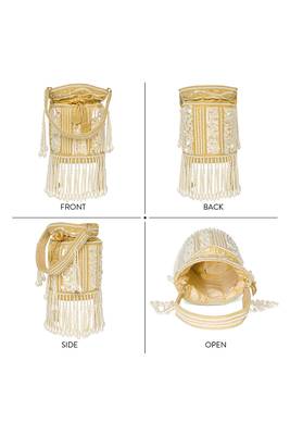 Golden ethnic embellished potli bag for women fancy evening wristlet purse bag 4