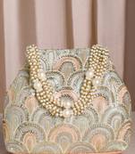 Peach potli bag for women handmade wristlet handbag stylish bridal purse fashion bag for girls