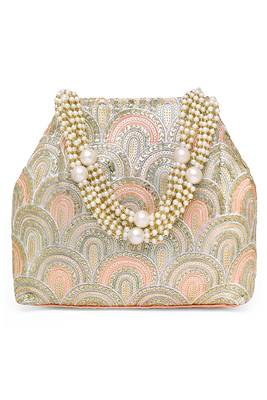 Peach potli bag for women handmade wristlet handbag stylish bridal purse fashion bag for girls 2