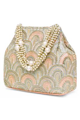 Peach potli bag for women handmade wristlet handbag stylish bridal purse fashion bag for girls 3