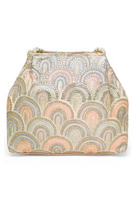 Peach potli bag for women handmade wristlet handbag stylish bridal purse fashion bag for girls 4