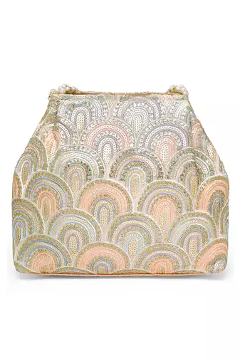 Peach potli bag for women handmade wristlet handbag stylish bridal purse fashion bag for girls