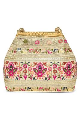 Cream embroidery polti bag with multicolor floral motive handbag for women 2