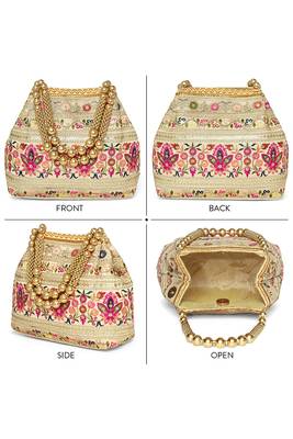 Cream embroidery polti bag with multicolor floral motive handbag for women 4