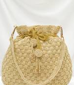 Cream beaded potli bag ethnic wristlet purse for women