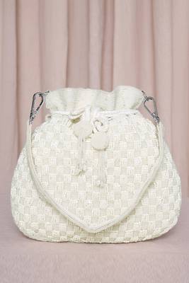 White beaded potli bag ethnic wristlet purse for women 1