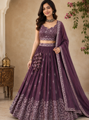Wine georgette Lehenga Choli for women