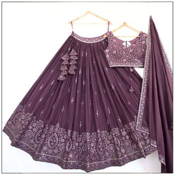 Wine georgette Lehenga Choli for women 3