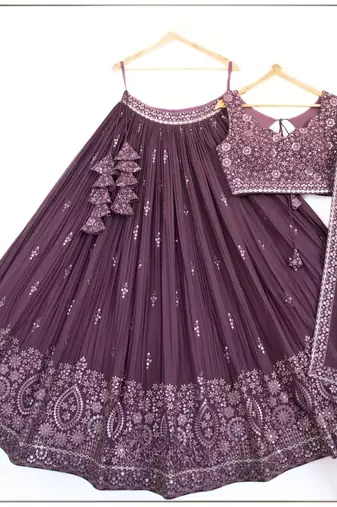 Wine georgette Lehenga Choli for women