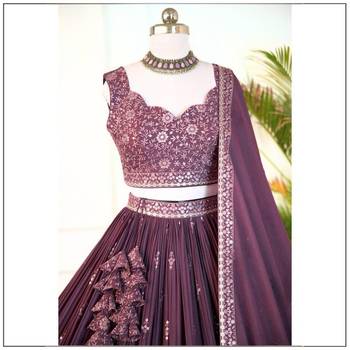 Wine georgette Lehenga Choli for women 5