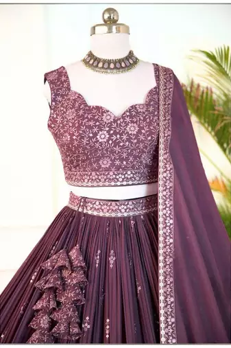 Wine georgette Lehenga Choli for women