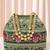 Green floral embroidery potli bag for women handmade wristlet handbag stylish purse ethnic fashion bag