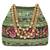 Green floral embroidery potli bag for women handmade wristlet handbag stylish purse ethnic fashion bag