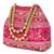 Rani pink floral embroidery potli bag for women handmade wristlet handbag stylish purse ethnic fashion bag
