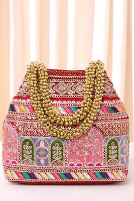 Maroon embroidery potli bag for women handmade wristlet handbag stylish purse ethnic fashion bag 1