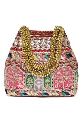 Maroon embroidery potli bag for women handmade wristlet handbag stylish purse ethnic fashion bag 2