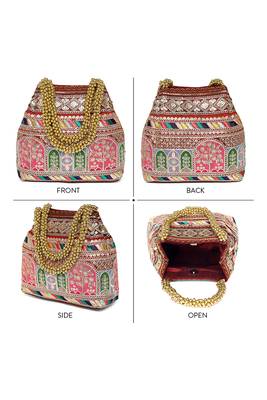 Maroon embroidery potli bag for women handmade wristlet handbag stylish purse ethnic fashion bag 5