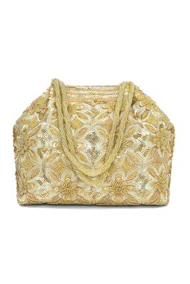 Golden embroidery potli bag ethnic wristlet purse for women & girls 2