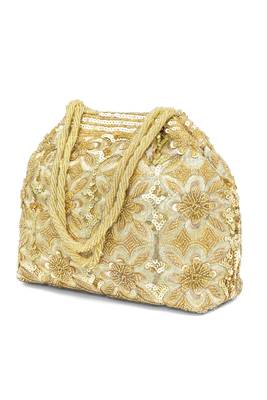 Golden embroidery potli bag ethnic wristlet purse for women & girls 3