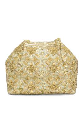 Golden embroidery potli bag ethnic wristlet purse for women & girls 4