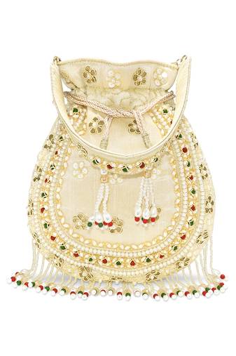 Embellished trendy potli bag ethnic wristlet purse for women