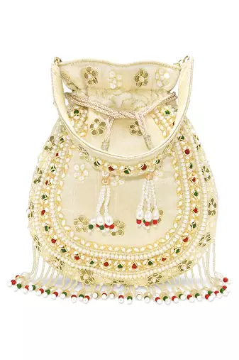 Embellished trendy potli bag ethnic wristlet purse for women