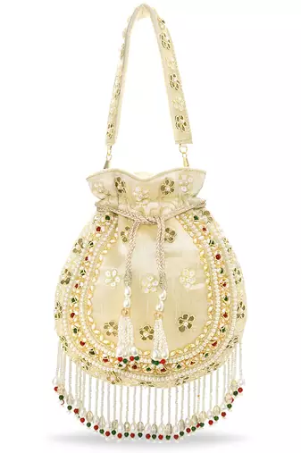 Embellished trendy potli bag ethnic wristlet purse for women