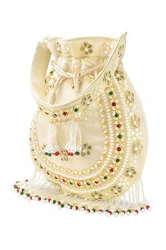 Embellished trendy potli bag ethnic wristlet purse for women