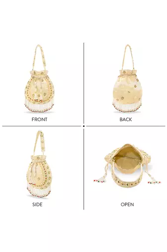Embellished trendy potli bag ethnic wristlet purse for women