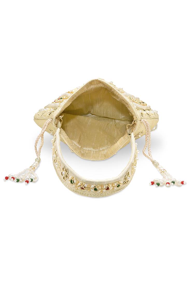 Embellished trendy potli bag ethnic wristlet purse for women