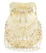 Golden embellished trendy potli bag bridal ethnic wristlet purse for women & girls