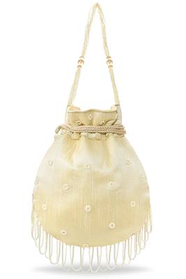 Golden embellished trendy potli bag bridal ethnic wristlet purse for women & girls 4